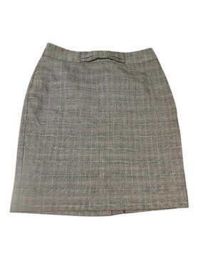 ANN TAYLOR LOFT Women's Size 2 Gray Purple Plaid Bow Front Pencil Skirt